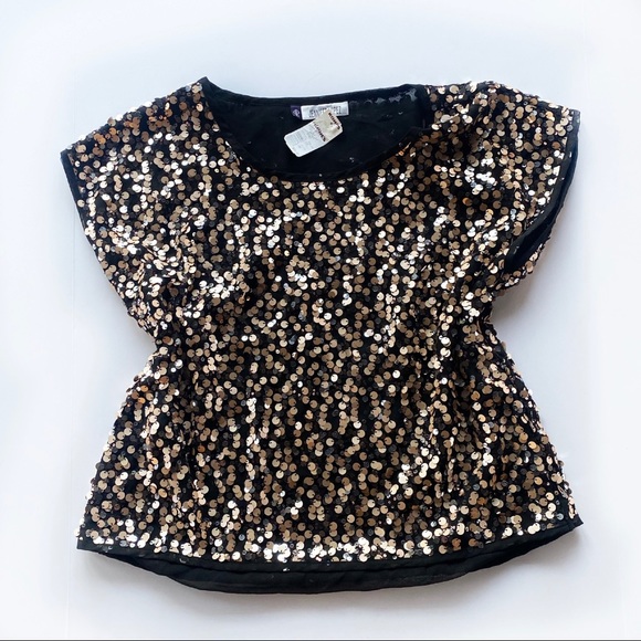 Jennifer Lopez Tops - Jennifer Lopez sequin top size Large gold